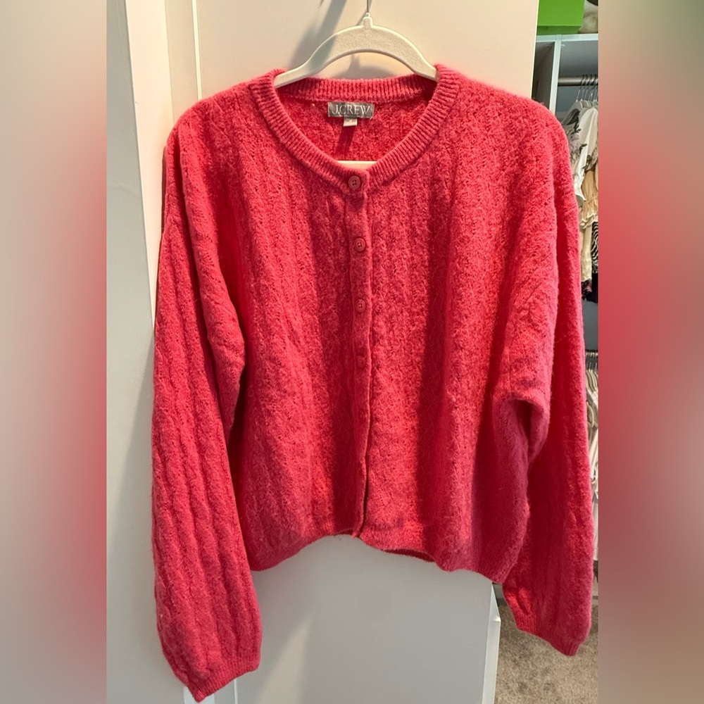 J. Crew Women's Cozy pink Button-Up Sweater